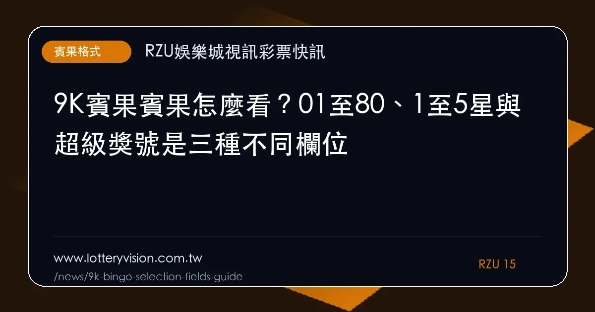 9K賓果賓果怎麼看?01至80、1至5星與超級獎號是三種不同欄位|重點整理